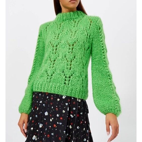 GANNI THE JULLIARD MOHAIR PULLOVER - CLASSIC GREEN Sweater Large - Picture 1 of 14